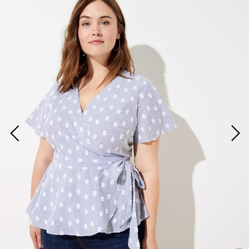Loft plus polka dot wrap blouse